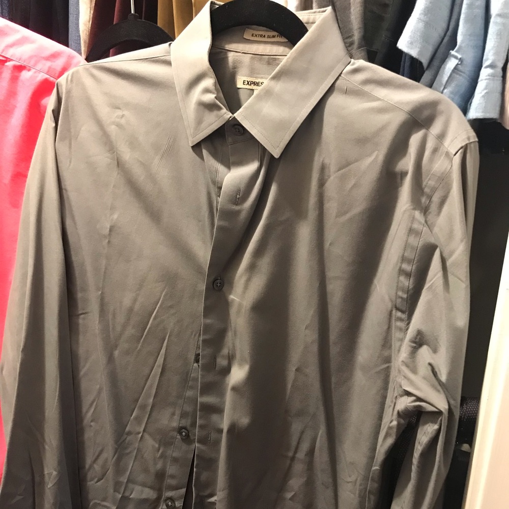 Express 1MX Extra Slim Fit Size M Gray Shirt